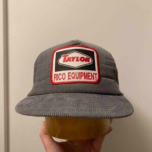 vintage taylor brand patch equipment corduroy truck snapback